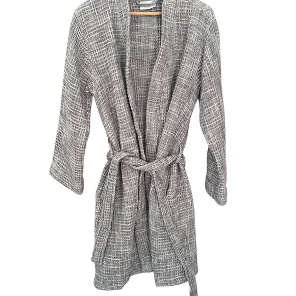Parachute Home Waffle Knit Bath Robe Gray 100% Cotton Size Medium Spa Luxury Tur - Picture 2 of 9